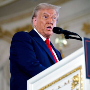 President-elect Donald Trump Speaking At Mar-A-Lago In Palm Beach, Florida