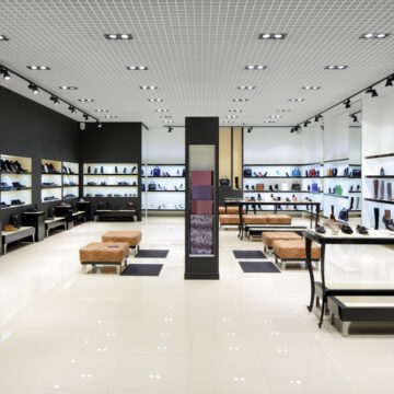 The Empty Interior Of A Modern, Fashionable Shoe Store