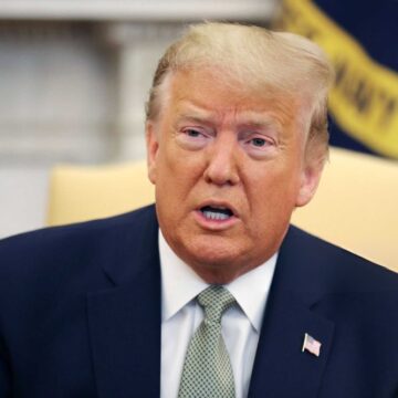 U.S. President Donald Trump Talks To Journalists