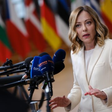 Italy's Prime Minister Giorgia Meloni Speaks To The Media During A Press Conference