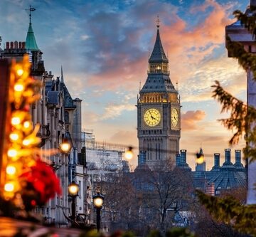 Beautiful Sunset View Of The Big Ben Clocktower In London, England