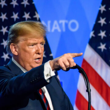 U.S. President Donald Trump Speaking In Brussels, Belgium