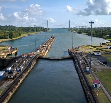 Aerial View Of The Gatun Locks At The Panama Canal