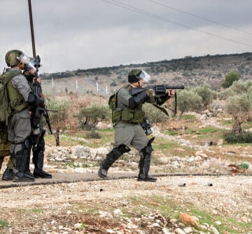 Israel Defence Force Soldiers Shooting In Bil'in, Palestine