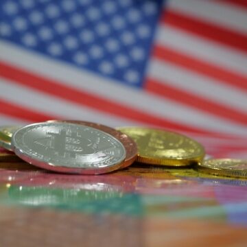 United,States,Of,America,-,March,3,,2025:,Is,The Bitcoins Laying In Front Of The U.S. Flag