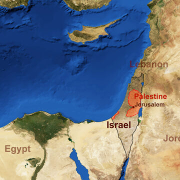 Satellite View Of Middle East With Highlights Of Palestine And Jerusalem In Israel