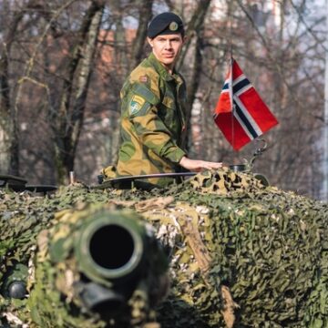A Norwegian Army Armored Tank In Vilnius, Lithuania