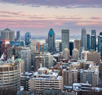 Aerial View Of The Downtown Skyline Of Montreal City, Canada