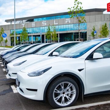 A Full Tesla Dealership Parking Lot In Brandenburg, Germany