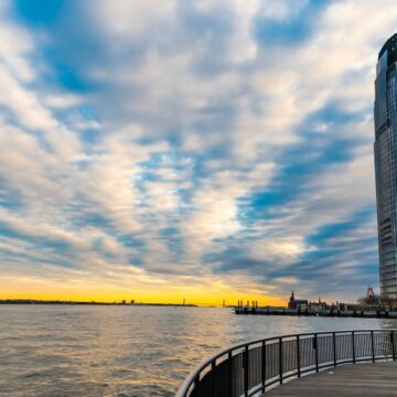 The Goldman Sachs Tower Viewed From The Riverwalk In Jersey City, New Jersey