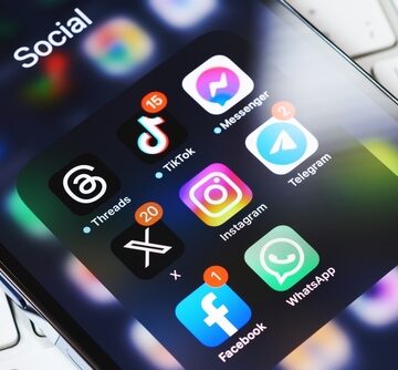 A Mobile Phone Screen With Social Media Icons