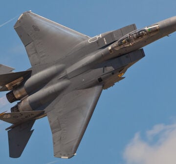 U.S. Military F-15 Eagle Performing In Airshow Routine Over Washington, DC
