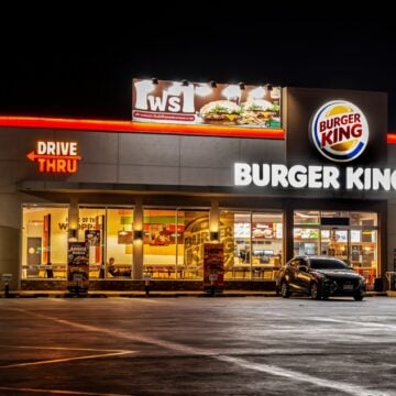 A Burger King Fast-food Restaurant At Night