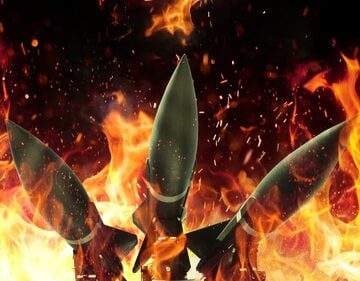 War Concept Image Of Rockets And Flames