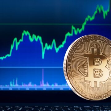 A Gold Bitcoin And A Cryptocurrency Concept Of Upward Graph