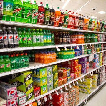 Los,Angeles,,California,,United,States,-,03-19-2019:,A,View,Of A Grocery Store Aisle Filled With A Large Variety Of Soda