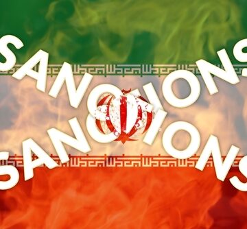 The Word "Sanctions" Overlapping With The Iranian Flag In The Background