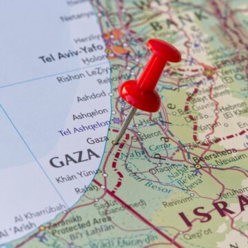 Town Of Gaza On The Gaza Strip Pinned On A Map