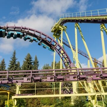 An Empty Roller-Coaster Ride At An Amusement Park