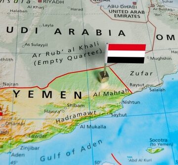 A Map Showing Yemen Marked With The National Flag Of Yemen
