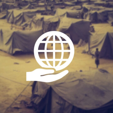 The World Refugee Day Logo With A Refugee Camp In The Background