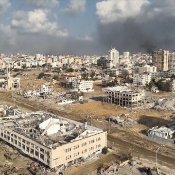 Aerial View Of The Aftermath And Destruction Of IDF Airstrikes On The Rimal Neighborhood In Gaza