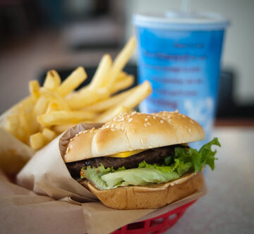Burger Basket With Fries And A Soda