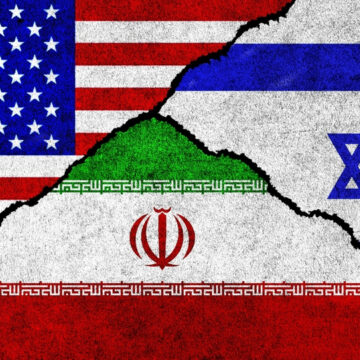 Torn-Edged Flags Of The United States, Israel, And Iran