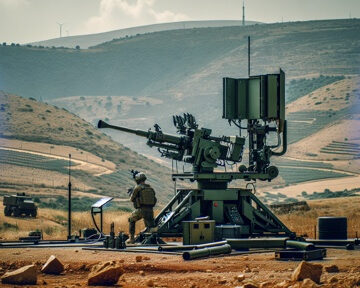 An Image Of A Soldier Operating A Remote-Controlled Weapon Station