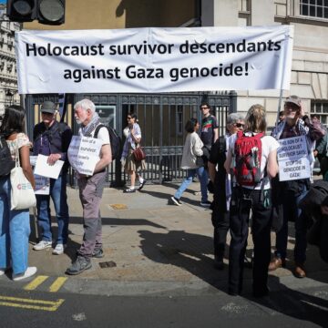 Holocaust Survivors And Descendants Protest Against Genocide In London, England
