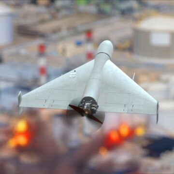 Aerial View Of Military Drone Attack On An Oil Refinery