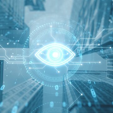 Futuristic,Digital,Eye,Icon,Overlaying,Cityscape,,Symbolizing,Computer,Vision,And TECHNOCRACY BRIEFS: AS WE WARNED IN 2021, AI SURVEILLANCE EVERYWHERE
