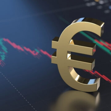 A Golden Euro Currency Symbol Against A Background Of A Financial Chart