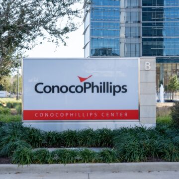 A Sign Outside The ConocoPhillips Center, An Independent Exploration And Production Company Headquartered In Houston, Texas