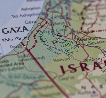 A Close-Up View Of A Map Of Israel And The Gaza Strip