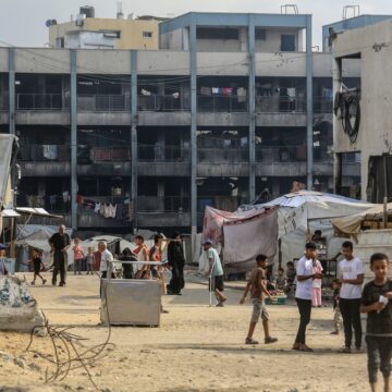 Palestinians Living In Makeshift Shelters At A School In Gaza City