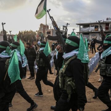 Hamas Fighters March During Ceremony In Gaza