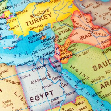 Colorful World Map Of Middle East Countries