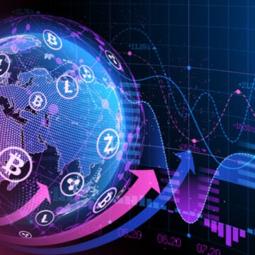 Digital Illustration Of Various Cryptocurrency Symbols, Including Bitcoin (BTC), Litecoin (LTC), Ripple (XRP), And Zcash (ZEC), Superimposed On A Globe, With A Financial Chart With Fluctuating Lines And Percentage Changes In The Background