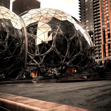 The Image Shows The Amazon Spheres, An Iconic Part Of The Amazon headquarters in Seattle, Washington