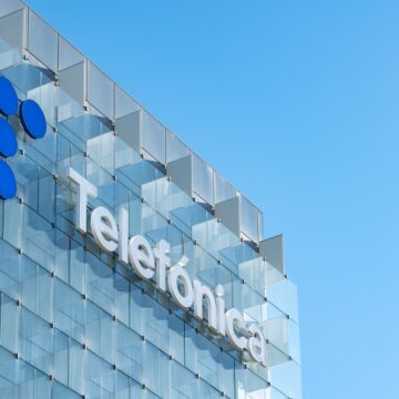 The Exterior Of Multinational Telecommunications Company Telefónica Headquarters, Located In Madrid, Spain