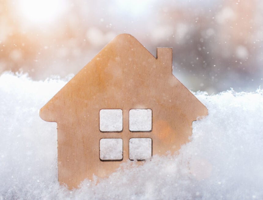 A Stock Photo Of A Small Wooden Toy House In The Winter Snow A Stock Photo Of A Small Wooden Toy House In The Winter Snow