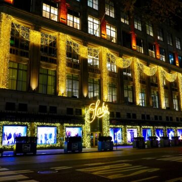 The Iconic Saks Fifth Avenue Flagship Store In Midtown Manhattan During Its Annual Holiday Light Show