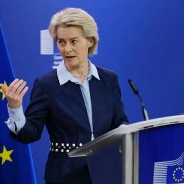 Ursula Von der Leyen, President Of The European Commission, Speaking In Brussels, Belgium Ursula Von der Leyen, President Of The European Commission, Speaking In Brussels, Belgium