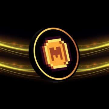 A Pixelated Digital Image Of A Gold And Black "Memecoin" Icon