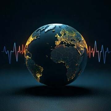 A Concept Illustration Of The Earth Showing Global Seismic Activity Or "Earth's heartbeat".
