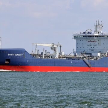 The Crude Oil Tanker Boris Sokolov Leaves Port. The Sokolov Is A Specialised Arctic Crude Oil And Gas Tanker Known For Its Unique Icebreaking Capabilities, Designed To Operate In Challenging Polar Conditions Without The Assistance Of An Icebreaker.