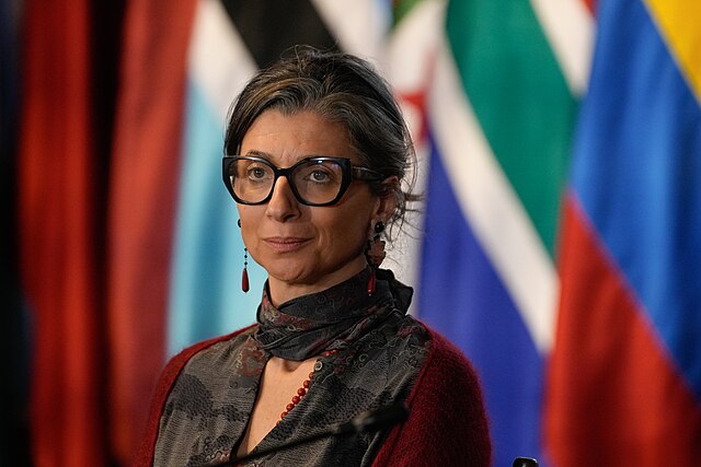 Photo of Francesca Albanese, an Italian legal scholar, United Nations (UN) Special Rapporteur, and international lawyer specializing in human rights and the Middle East. Photo of Francesca Albanese, an Italian legal scholar, United Nations (UN) Special Rapporteur, and international lawyer specializing in human rights and the Middle East.