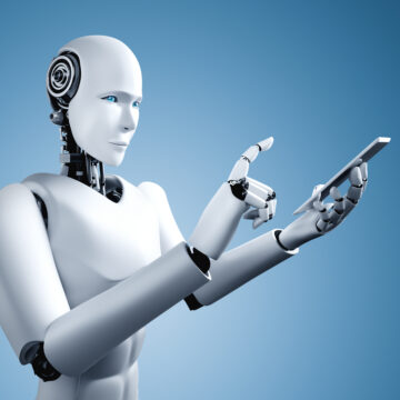 Robot,Humanoid,Use,Mobile,Phone,Or,Tablet,In,Future,Office WILL AI SCORE A 10 AS AN OLYMPICS JUDGE?