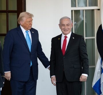 U.S. President Donald Trump and Israeli Prime Minister Benjamin Netanyahu together at the White House in Washington, DC.